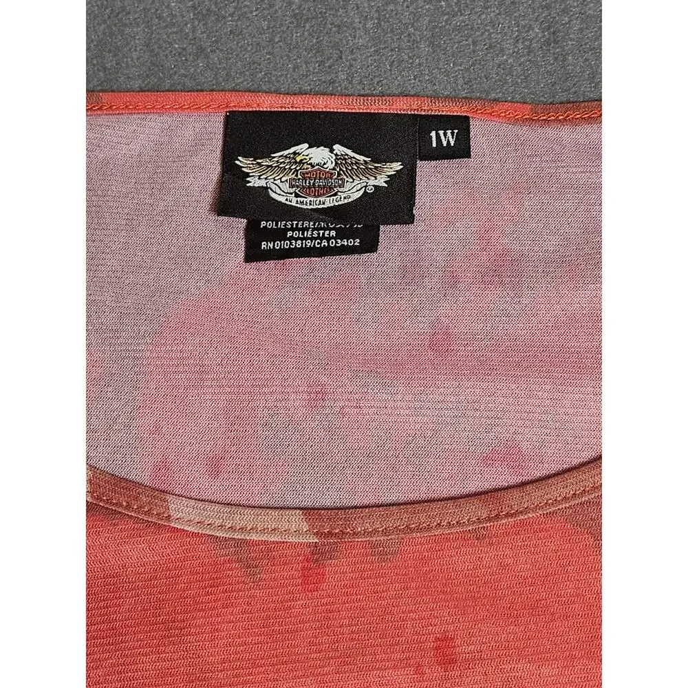 VTG Harley Davidson Top Womens 1W Velvet Studded Mesh USA Made Y2K Biker - Picture 3 of 8